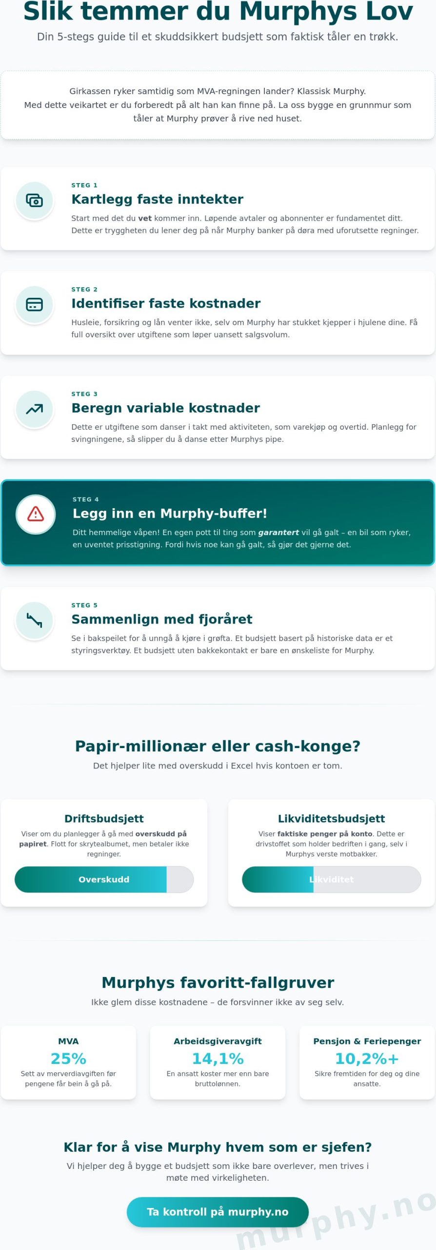 Budsjettering for bedrifter: Slik stopper du Murphy’s lov fra å styre økonomien din